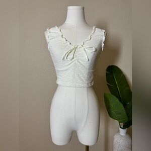 JOHN GALT White Ruffle Trim Sleeveless Top